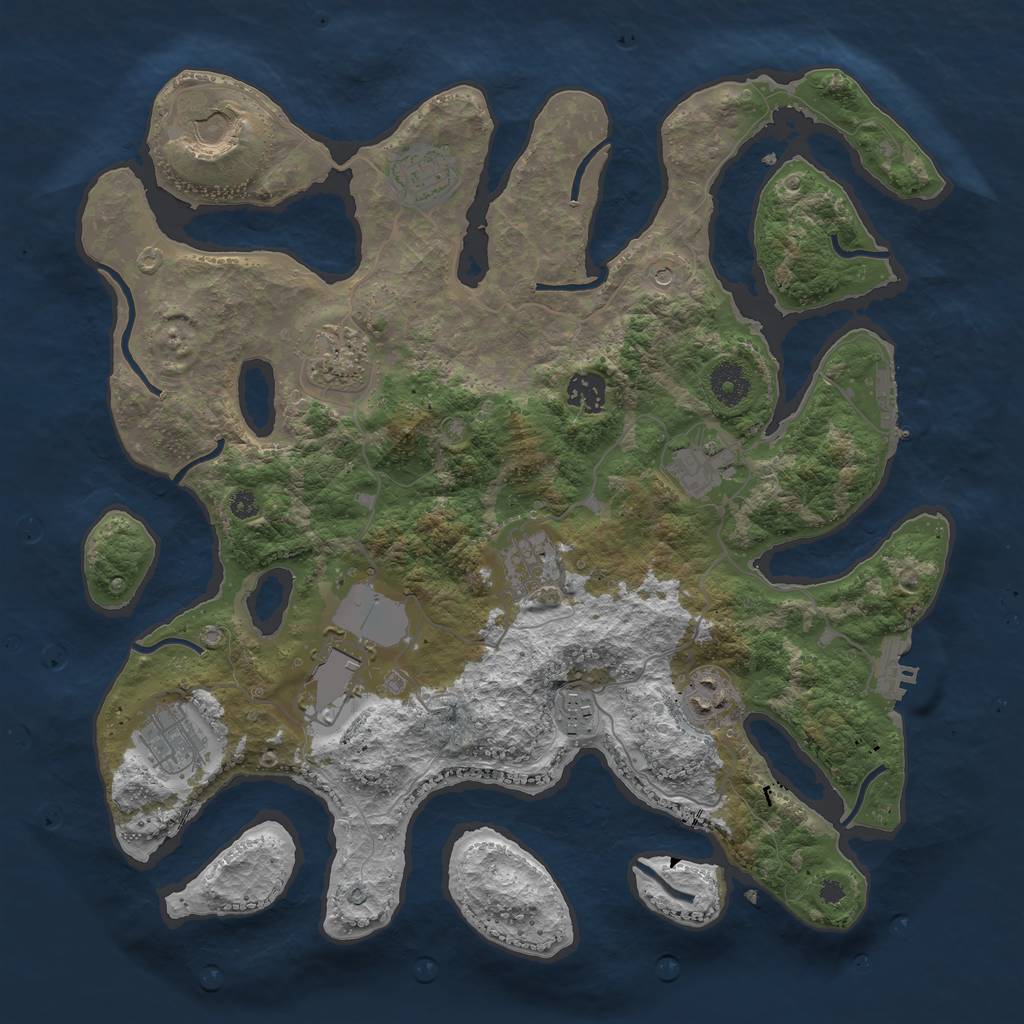 Rust Map: Procedural Map, Size: 3750, Seed: 805274282, 15 Monuments