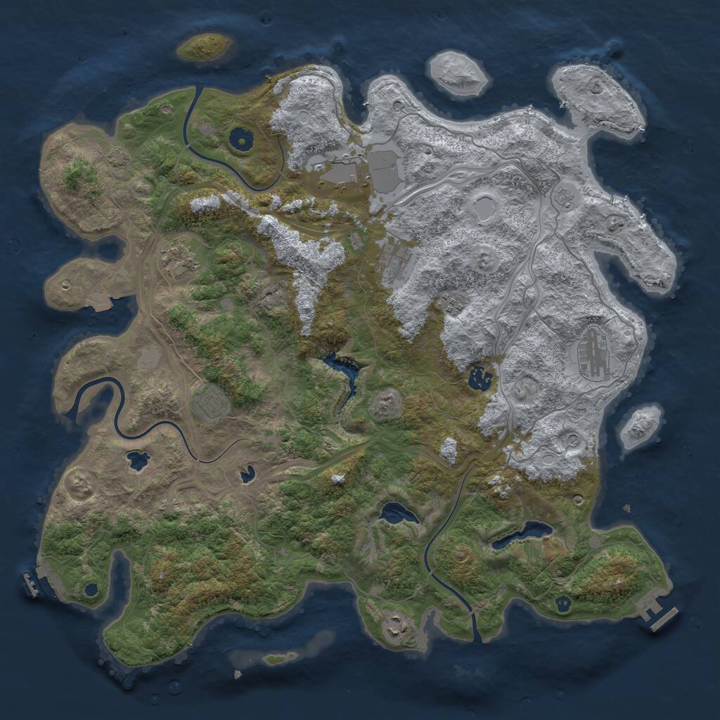 Rust Map: Procedural Map, Size: 4500, Seed: 205343123, 14 Monuments