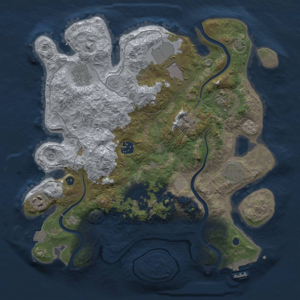 Rust Map: Procedural Map, Size: 3500, Seed: 38924, 13 Monuments