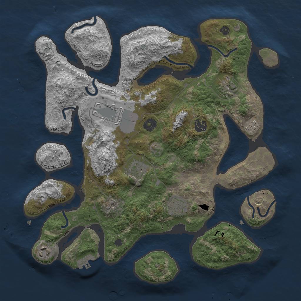 Rust Map: Procedural Map, Size: 3500, Seed: 38924, 10 Monuments