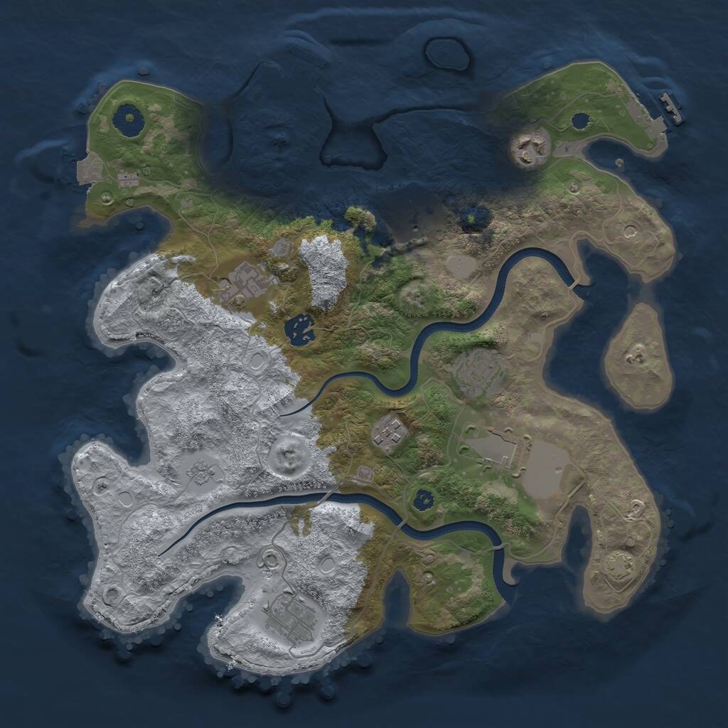 Rust Map: Procedural Map, Size: 3500, Seed: 1344909087, 14 Monuments