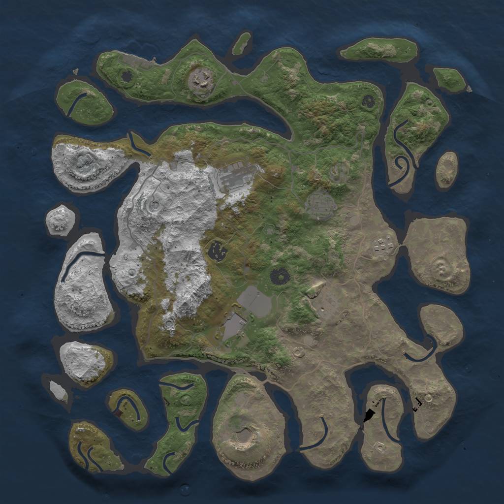 Rust Map: Procedural Map, Size: 4000, Seed: 673528, 12 Monuments