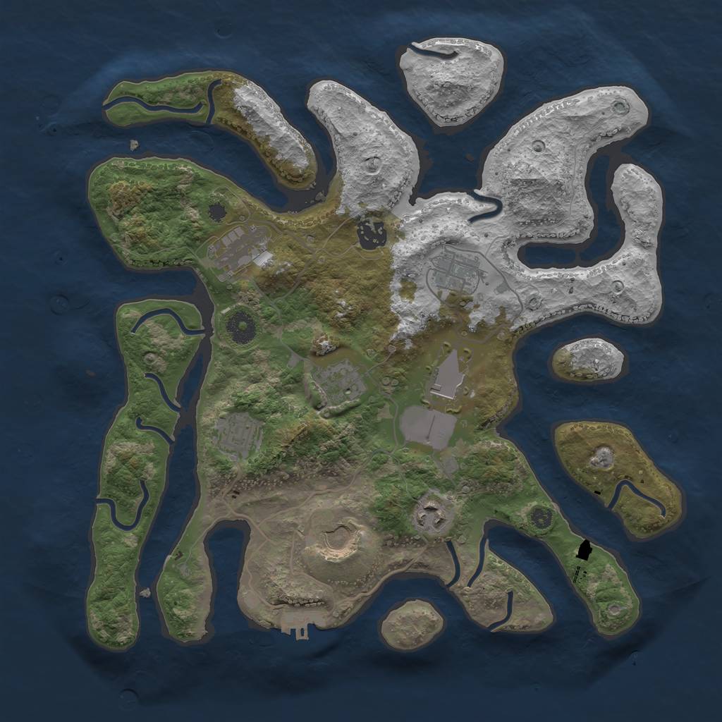 Rust Map: Procedural Map, Size: 3550, Seed: 156701, 11 Monuments