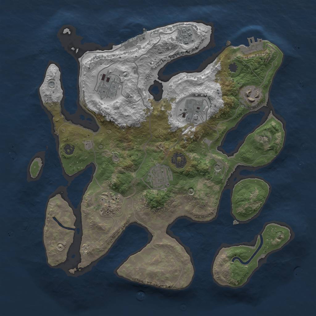 Rust Map: Procedural Map, Size: 3000, Seed: 902011249, 11 Monuments