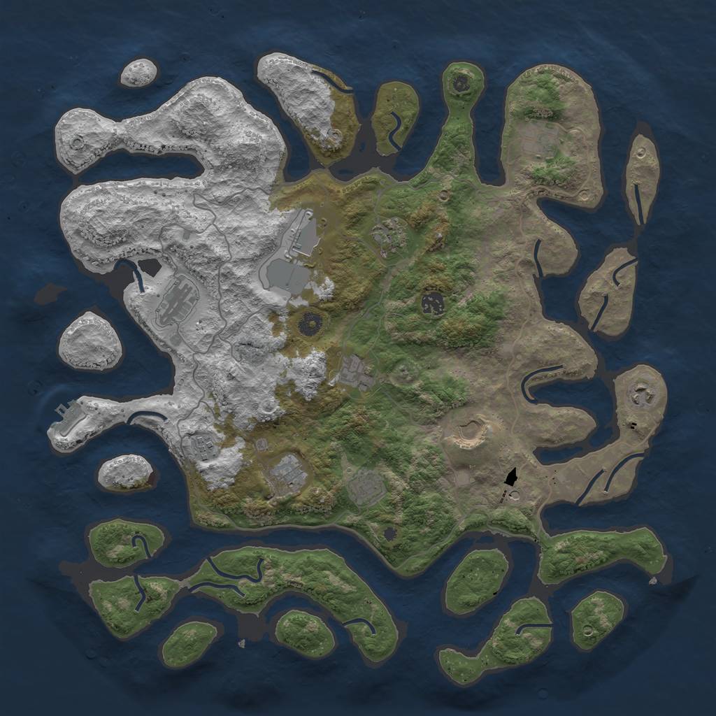 Rust Map: Procedural Map, Size: 4500, Seed: 1710, 15 Monuments