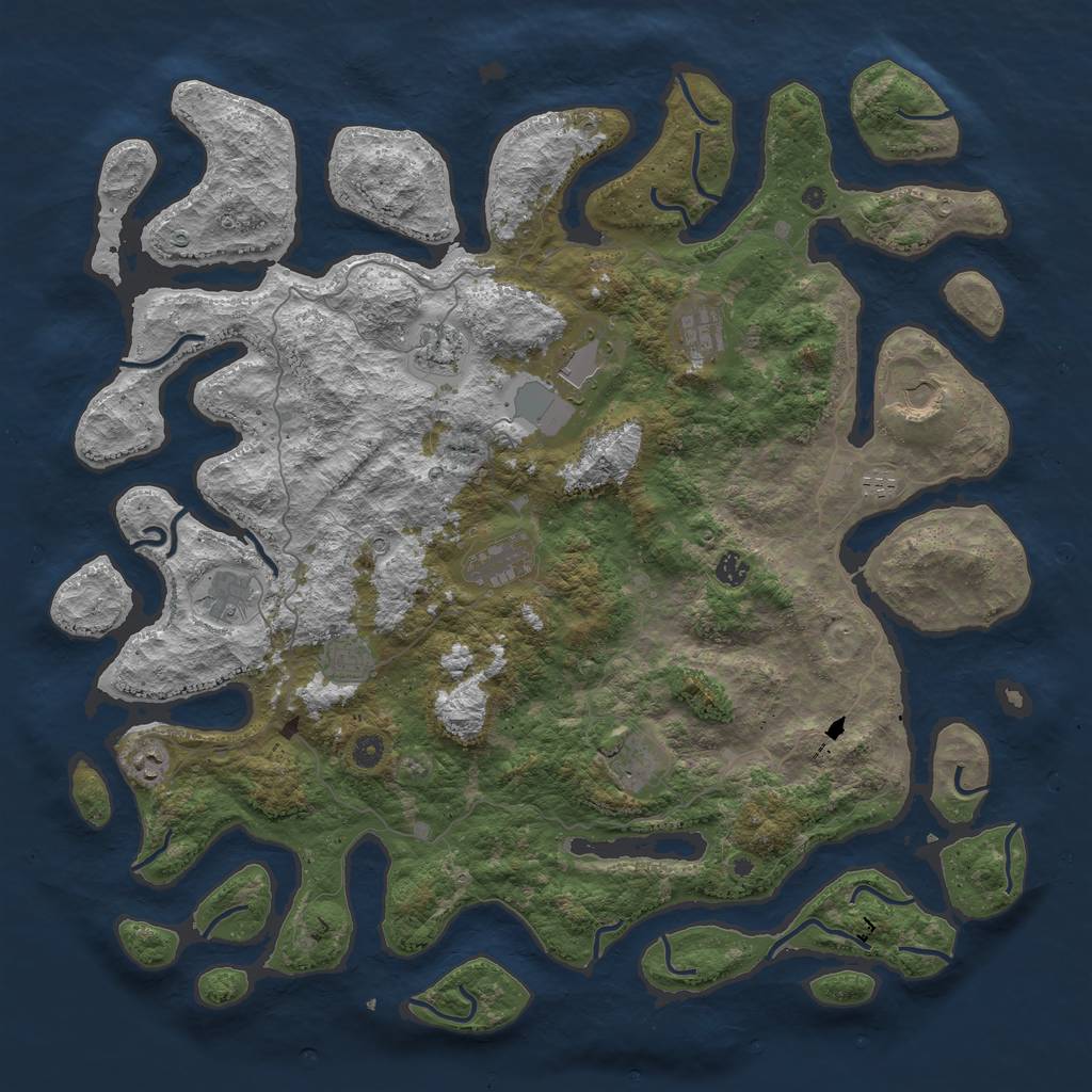 Rust Map: Procedural Map, Size: 5000, Seed: 5687, 14 Monuments