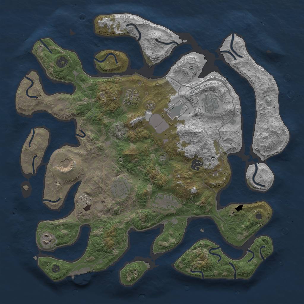 Rust Map: Procedural Map, Size: 4000, Seed: 450053475, 13 Monuments