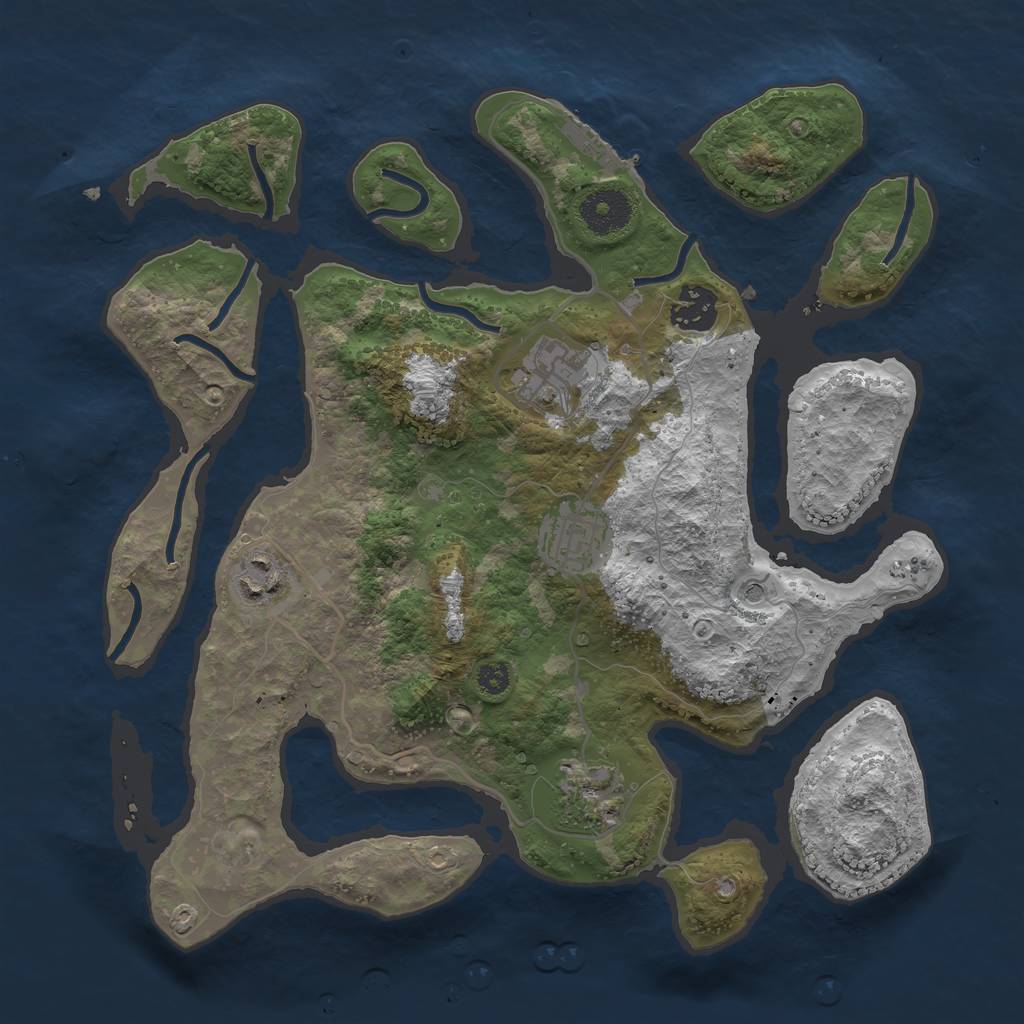 Rust Map: Procedural Map, Size: 3250, Seed: 245, 9 Monuments