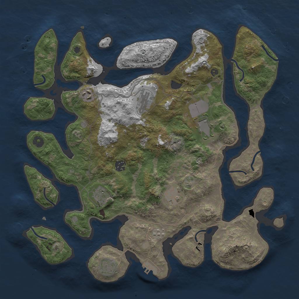 Rust Map: Procedural Map, Size: 4000, Seed: 75484, 12 Monuments