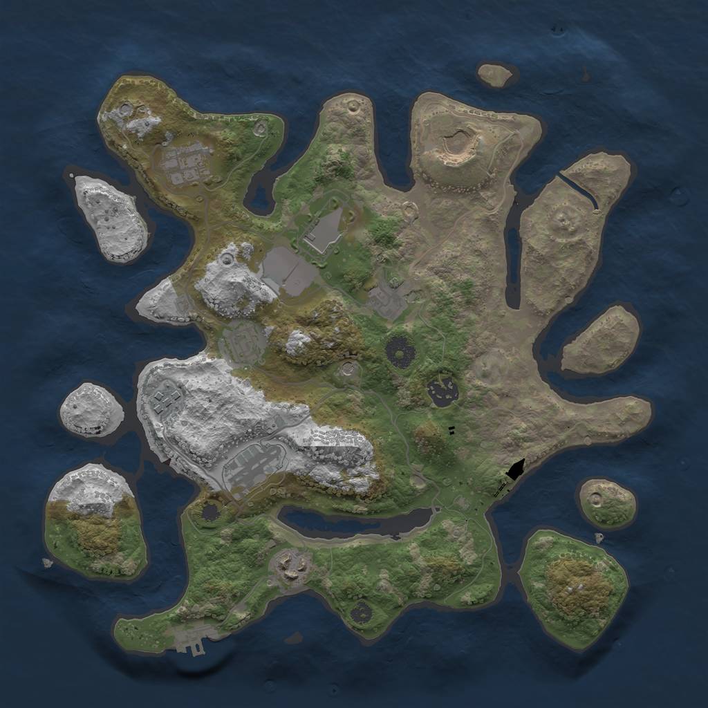 Rust Map: Procedural Map, Size: 3500, Seed: 822726, 13 Monuments