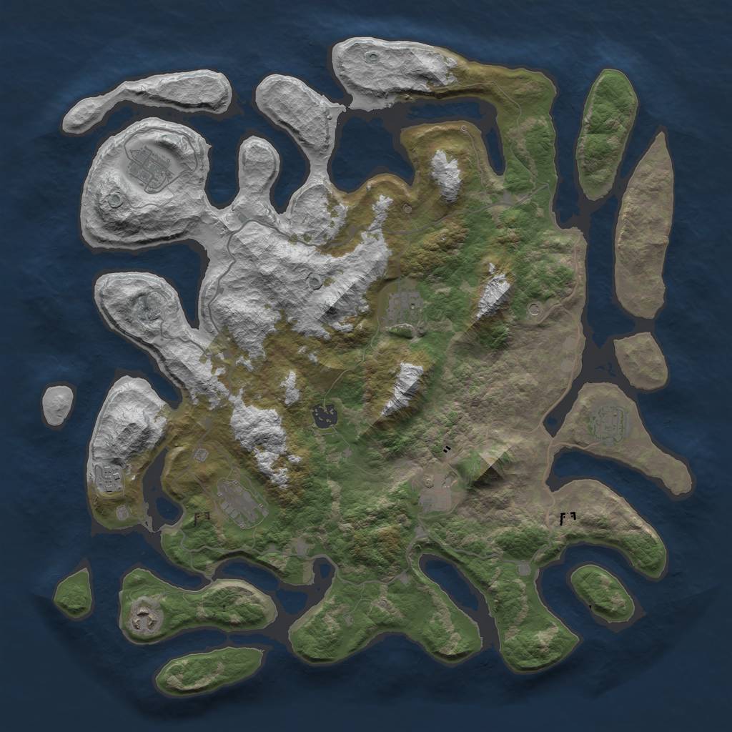 Rust Map: Barren, Size: 4300, Seed: 28744, 11 Monuments