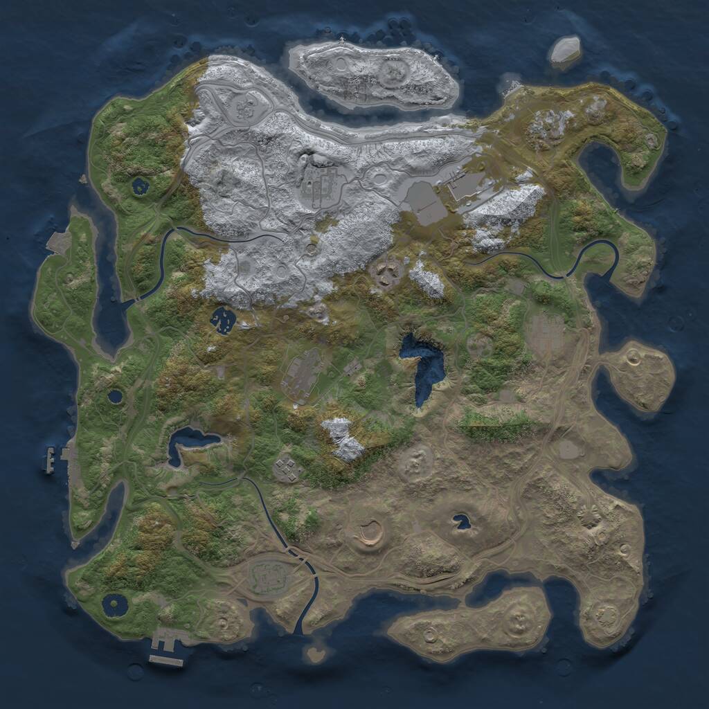 Rust Map: Procedural Map, Size: 4250, Seed: 443372186, 16 Monuments