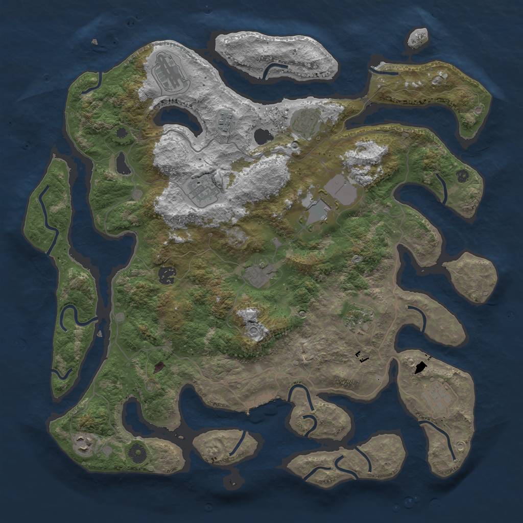 Rust Map: Procedural Map, Size: 4250, Seed: 443372186, 14 Monuments