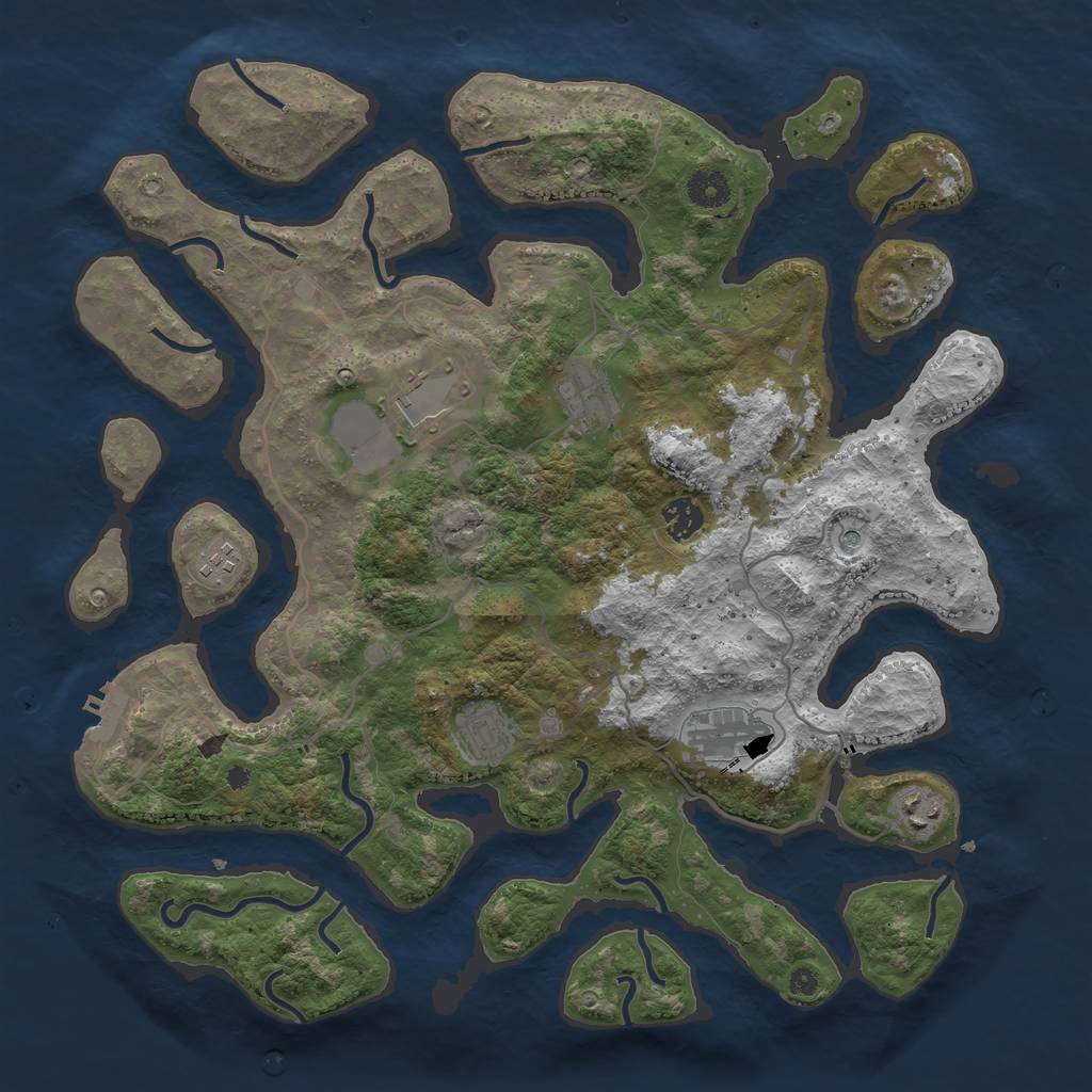 Rust Map: Procedural Map, Size: 4000, Seed: 1258625184, 11 Monuments