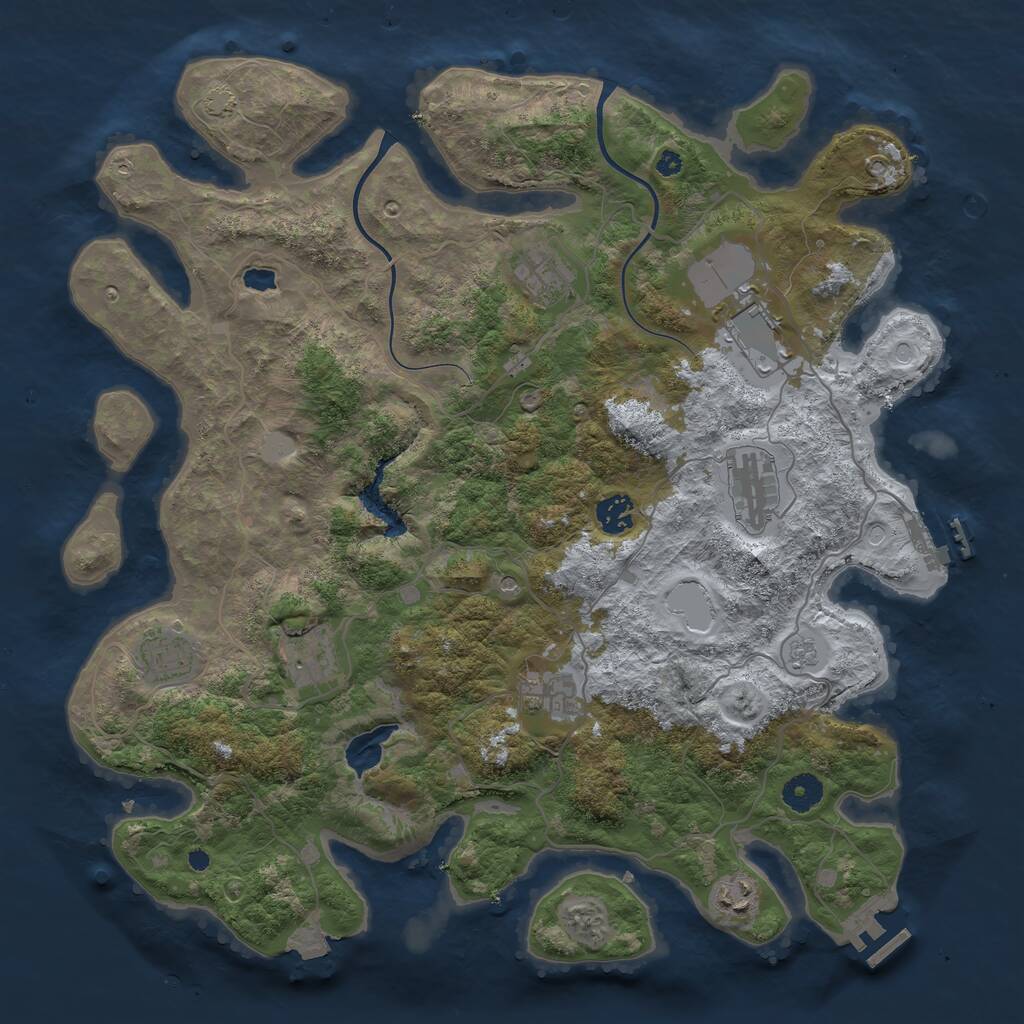 Rust Map: Procedural Map, Size: 4000, Seed: 1258625184, 14 Monuments