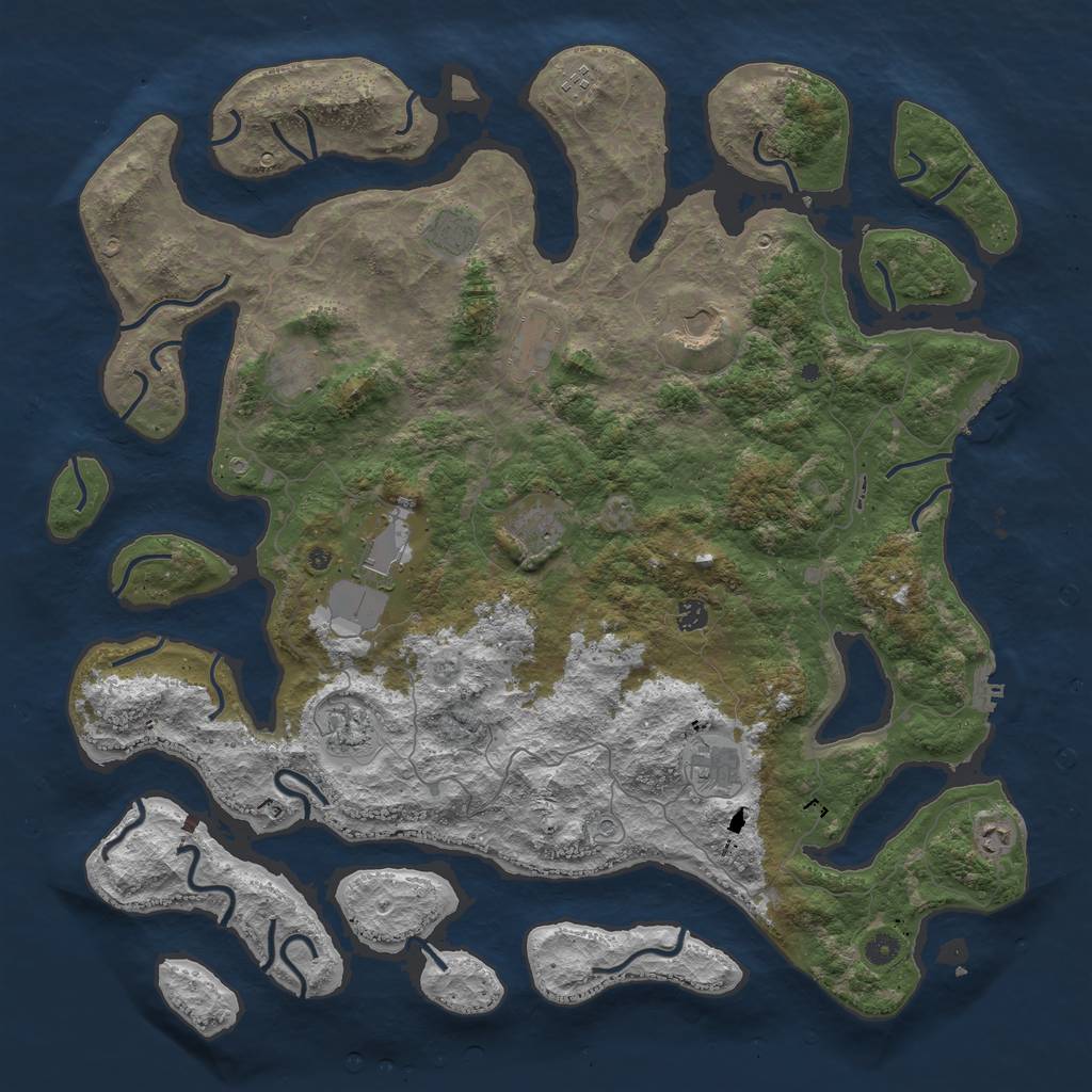 Rust Map: Procedural Map, Size: 5000, Seed: 1222877868, 16 Monuments