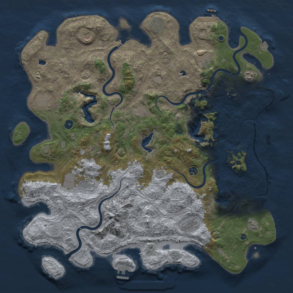 Rust Map: Procedural Map, Size: 5000, Seed: 1222877868, 17 Monuments