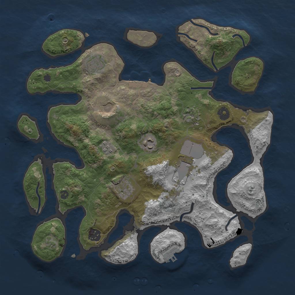 Rust Map: Procedural Map, Size: 3500, Seed: 2000204737, 12 Monuments