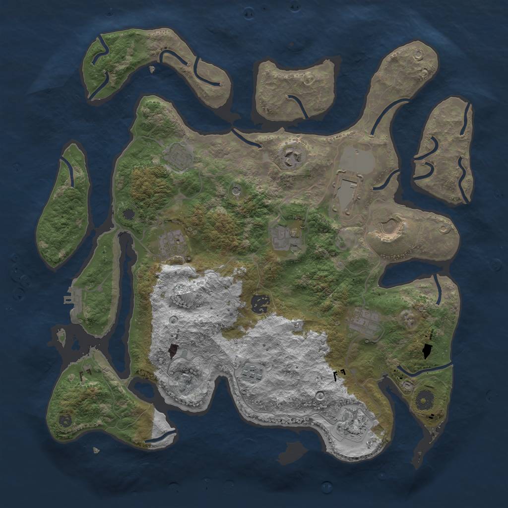 Rust Map: Procedural Map, Size: 3900, Seed: 37655886, 14 Monuments