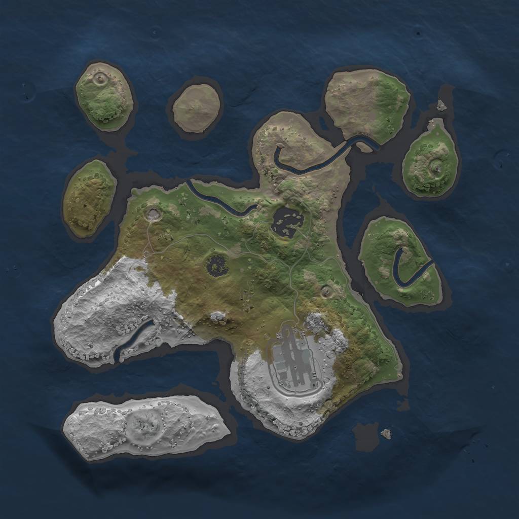 Rust Map: Procedural Map, Size: 2500, Seed: 1456, 4 Monuments