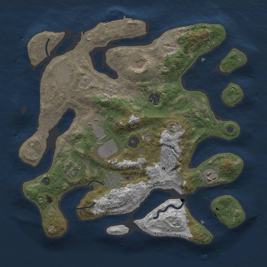 Rust Map: Procedural Map, Size: 3500, Seed: 28392937, 13 Monuments