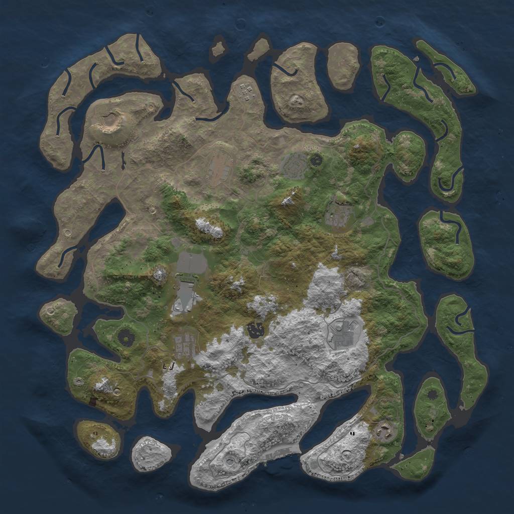 Rust Map: Procedural Map, Size: 4500, Seed: 1825398454, 14 Monuments