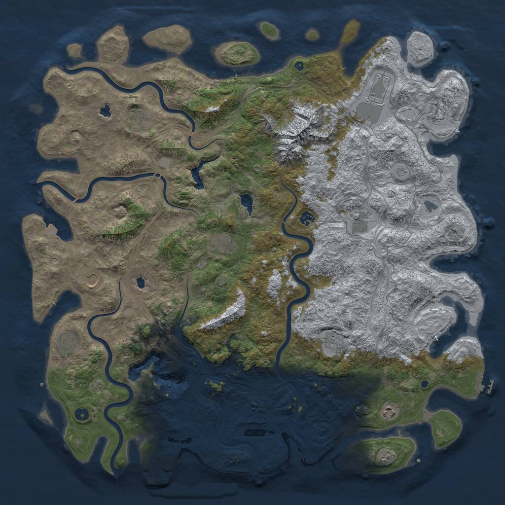 Rust Map: Procedural Map, Size: 5500, Seed: 69678934, 17 Monuments