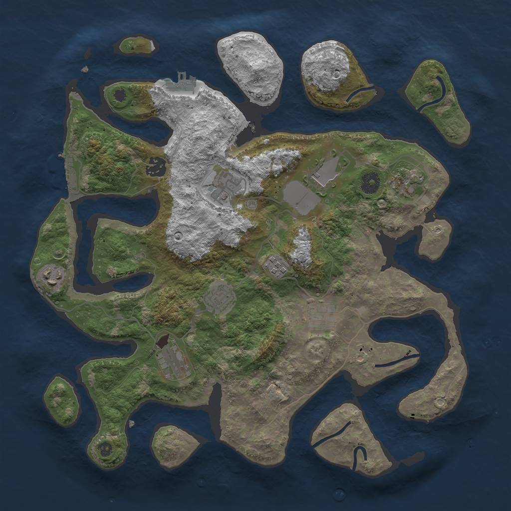 Rust Map: Procedural Map, Size: 3700, Seed: 123456789, 13 Monuments