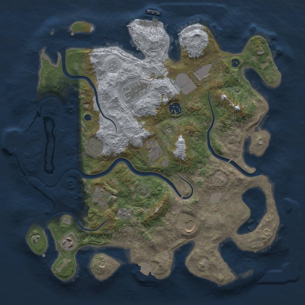 Rust Map: Procedural Map, Size: 3700, Seed: 123456789, 15 Monuments