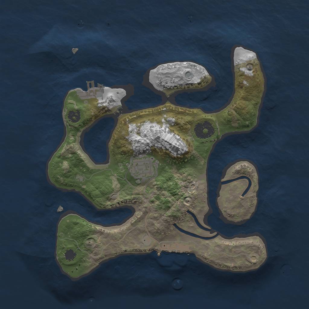 Rust Map: Procedural Map, Size: 2500, Seed: 354898, 5 Monuments