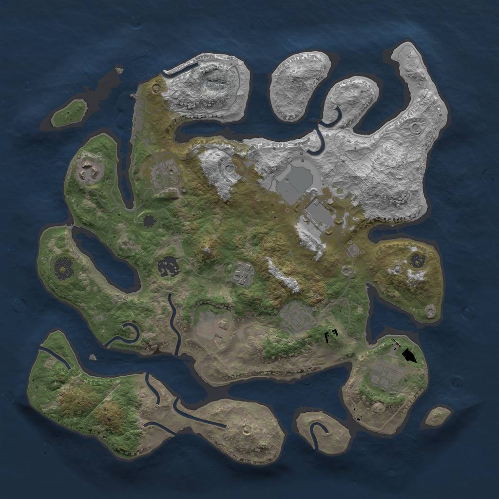 Rust Map: Procedural Map, Size: 3500, Seed: 718971, 12 Monuments