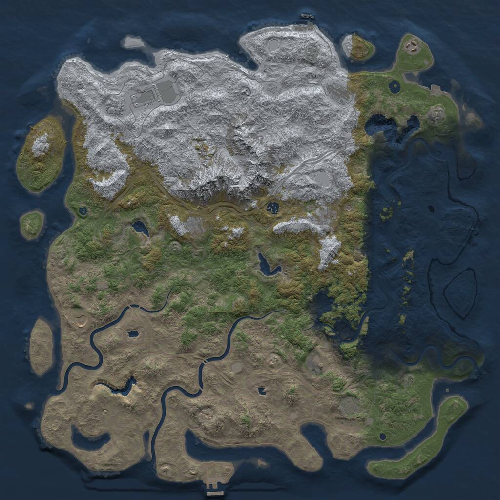 Rust Map: Procedural Map, Size: 6000, Seed: 2421340, 17 Monuments