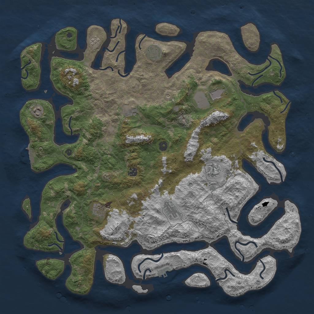 Rust Map: Procedural Map, Size: 5000, Seed: 273927, 14 Monuments