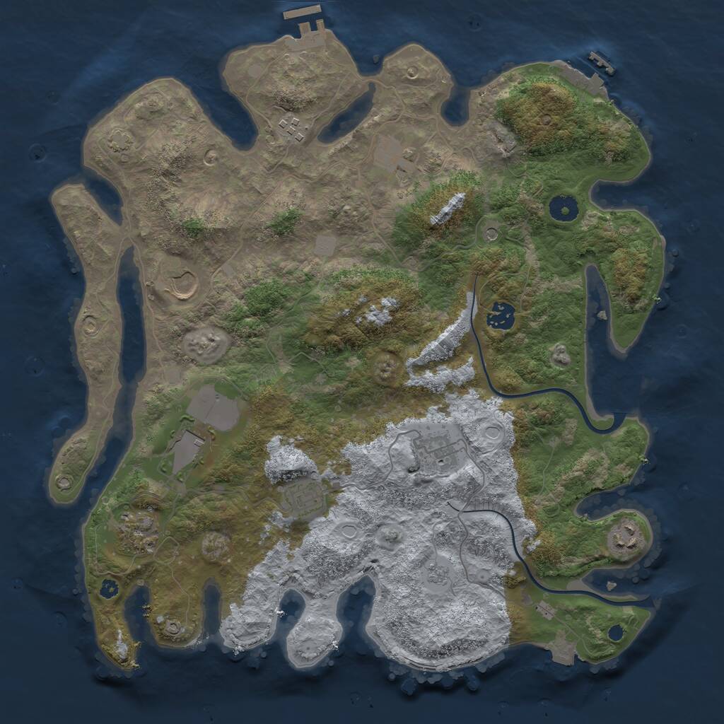 Rust Map: Procedural Map, Size: 3850, Seed: 2040048805, 15 Monuments