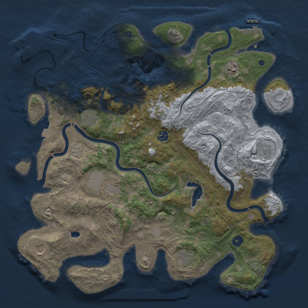 Rust Map: Procedural Map, Size: 4250, Seed: 821492756, 14 Monuments