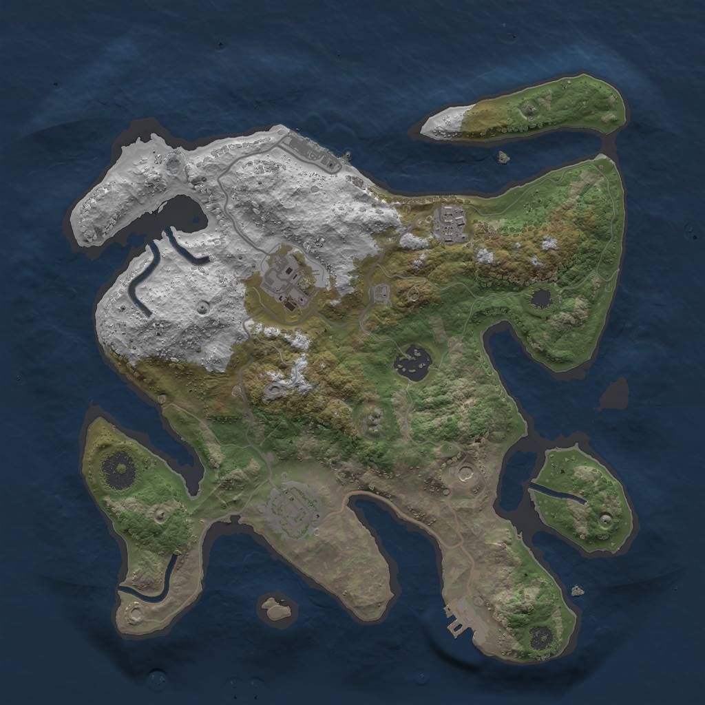 Rust Map: Procedural Map, Size: 3000, Seed: 1152718834, 9 Monuments