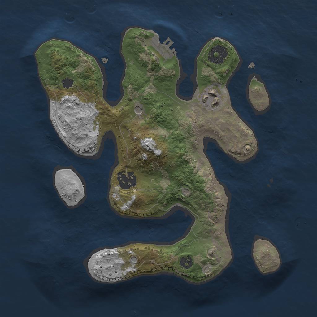 Rust Map: Procedural Map, Size: 2500, Seed: 43944, 6 Monuments