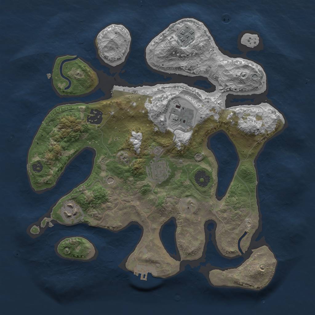 Rust Map: Procedural Map, Size: 3000, Seed: 885048141, 9 Monuments