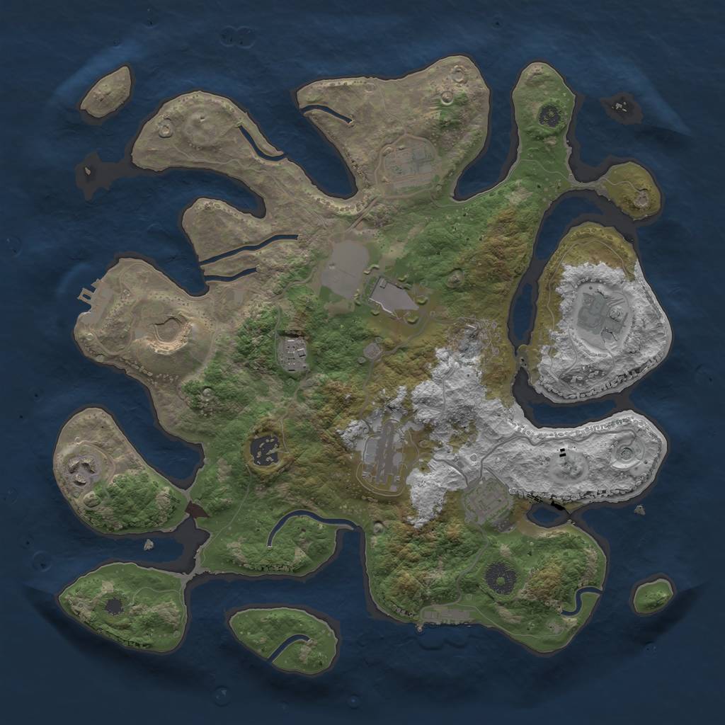 Rust Map: Procedural Map, Size: 3500, Seed: 558555017, 14 Monuments