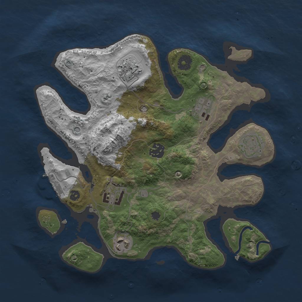 Rust Map: Procedural Map, Size: 3000, Seed: 908616942, 10 Monuments