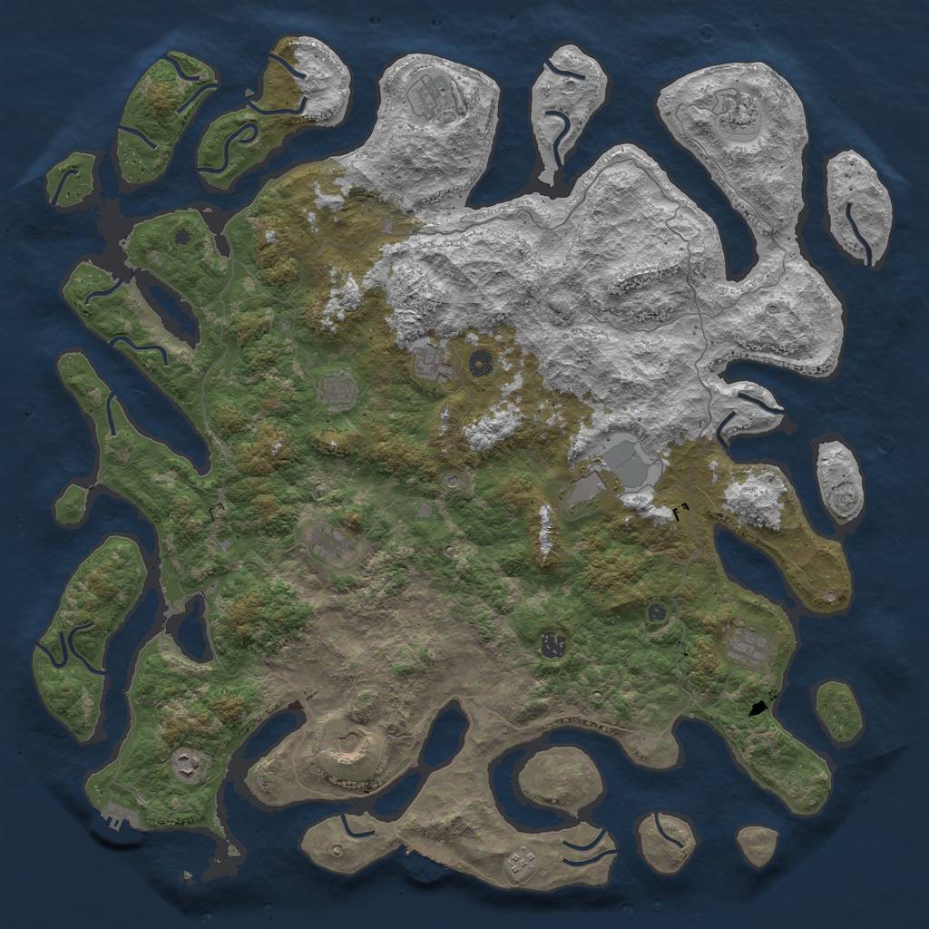 Rust Map: Procedural Map, Size: 5300, Seed: 1233215120, 16 Monuments