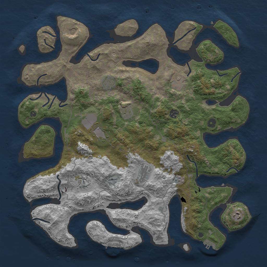 Rust Map: Procedural Map, Size: 4500, Seed: 1164383876, 15 Monuments