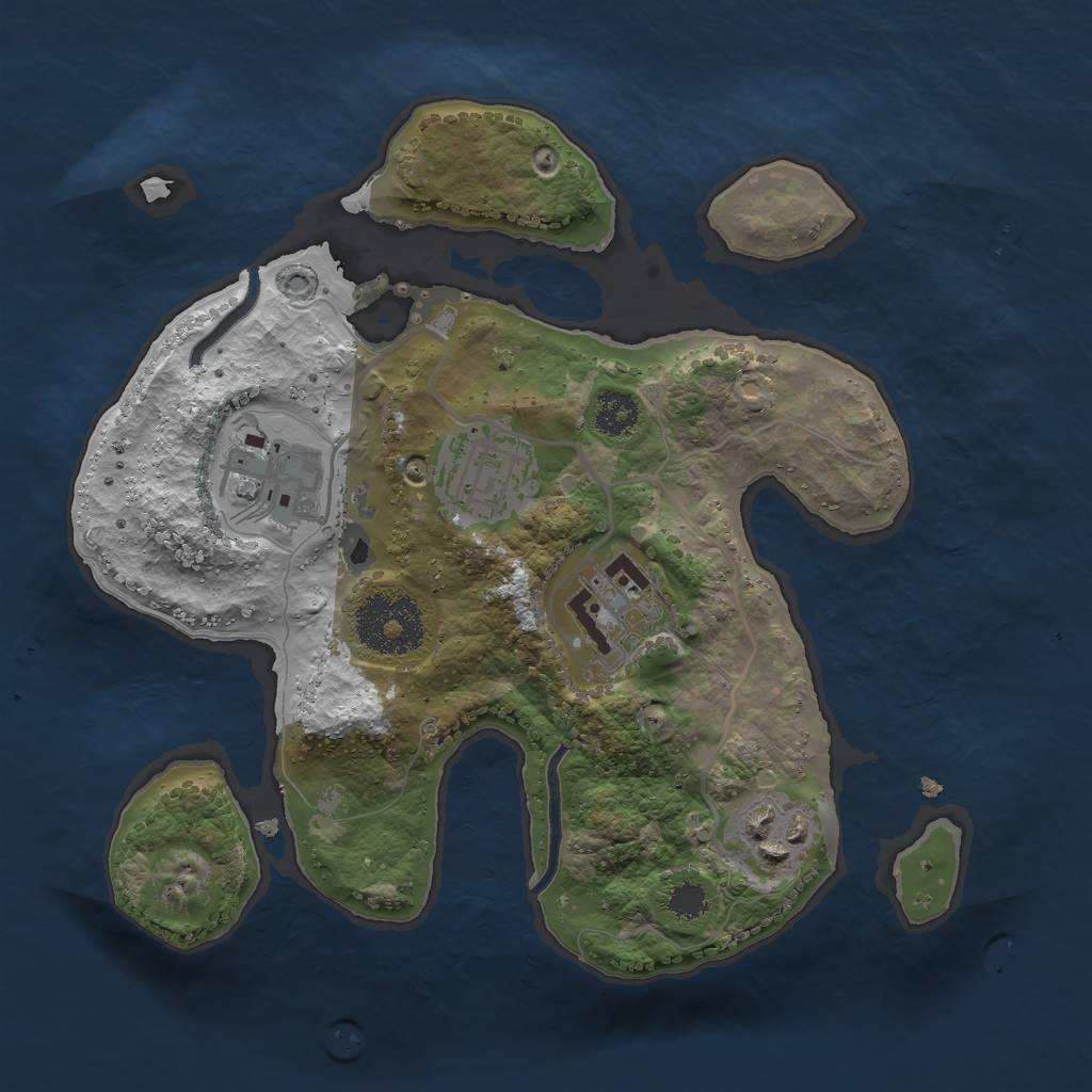 Rust Map: Procedural Map, Size: 2500, Seed: 84160, 6 Monuments