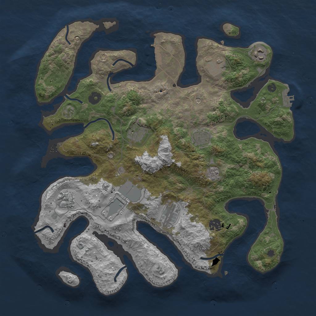 Rust Map: Procedural Map, Size: 3800, Seed: 39785, 14 Monuments