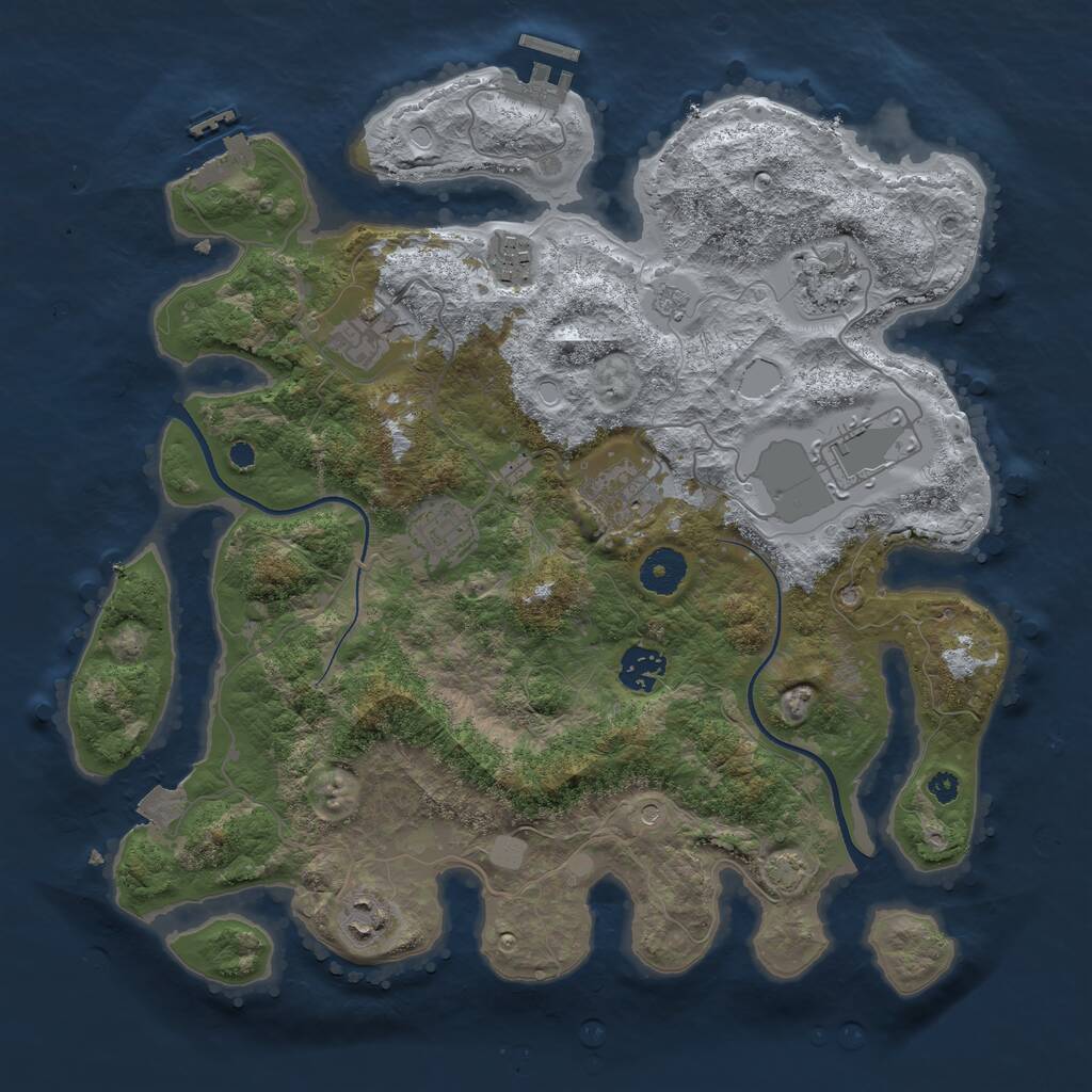 Rust Map: Procedural Map, Size: 3600, Seed: 451274, 14 Monuments