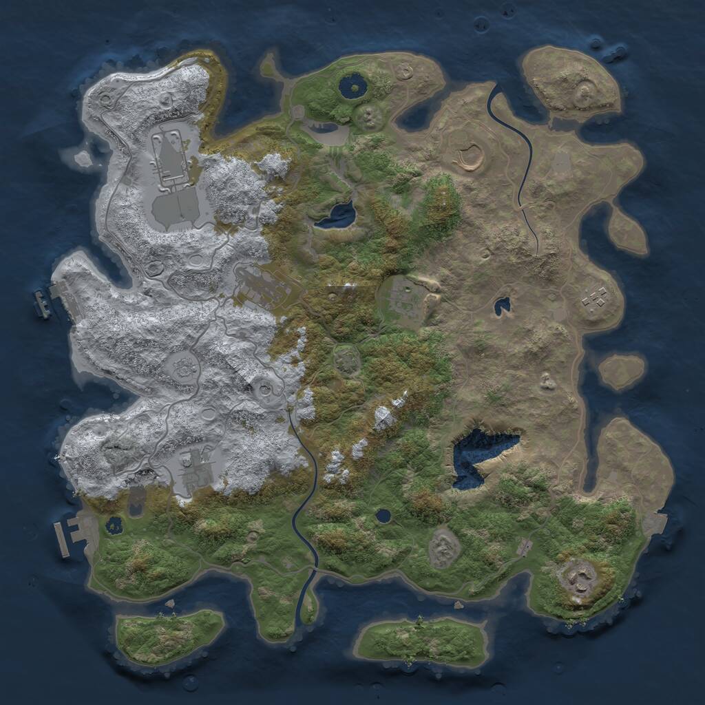 Rust Map: Procedural Map, Size: 4000, Seed: 61286, 13 Monuments