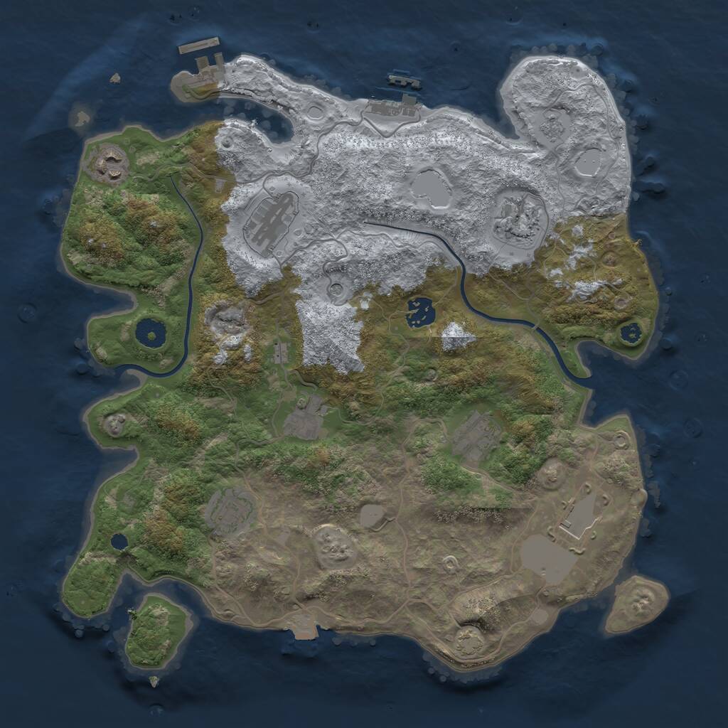 Rust Map: Procedural Map, Size: 3600, Seed: 47485677, 14 Monuments