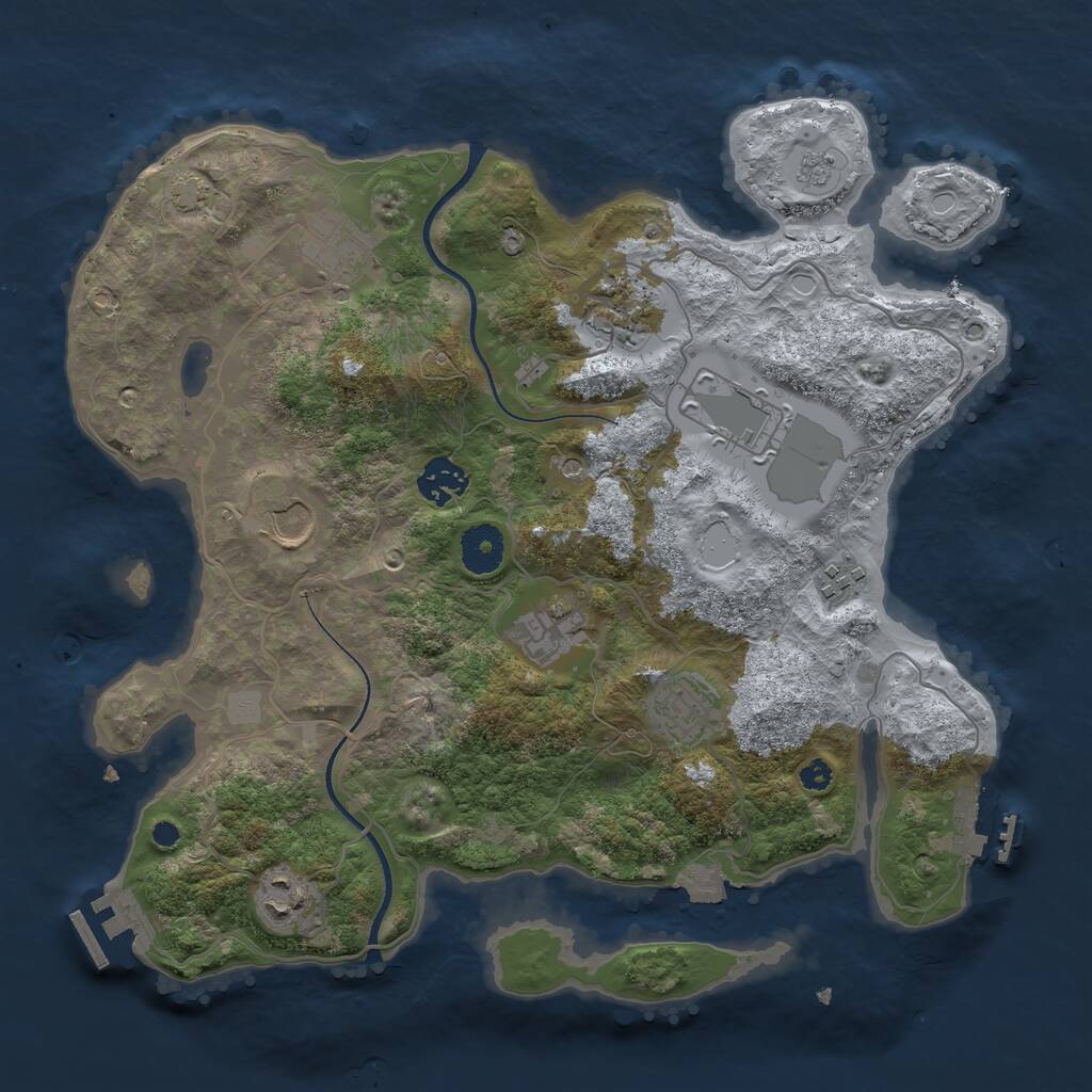 Rust Map: Procedural Map, Size: 3500, Seed: 467821, 15 Monuments