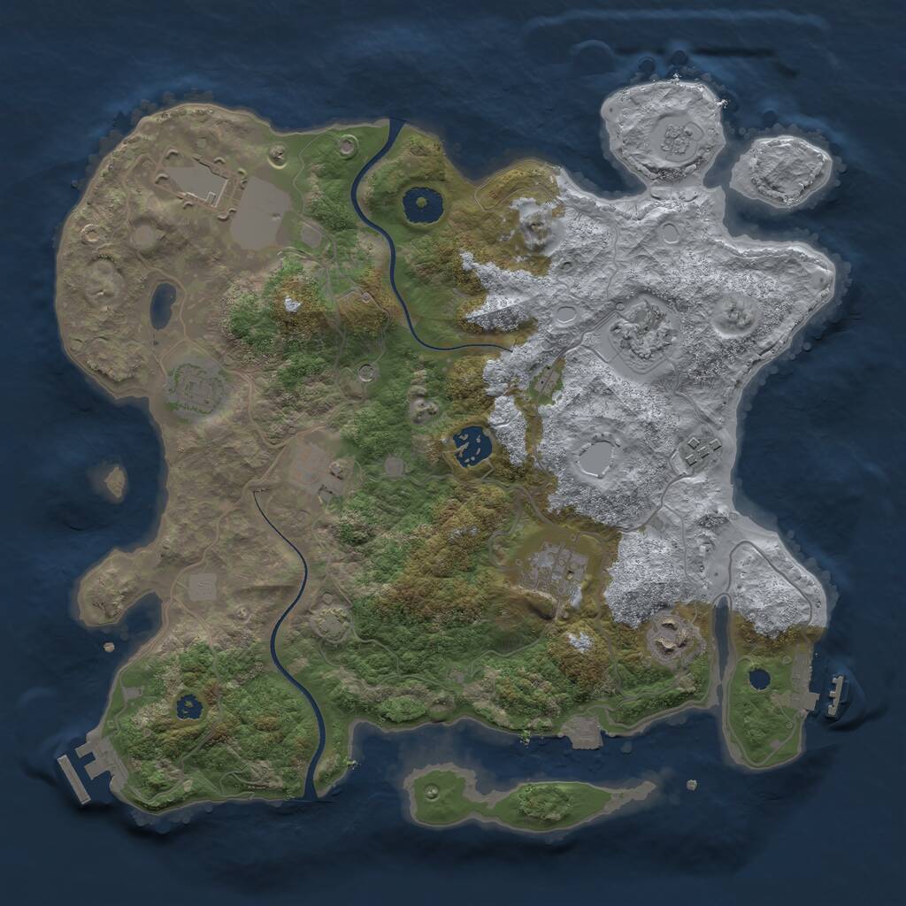 Rust Map: Procedural Map, Size: 3500, Seed: 467821, 14 Monuments