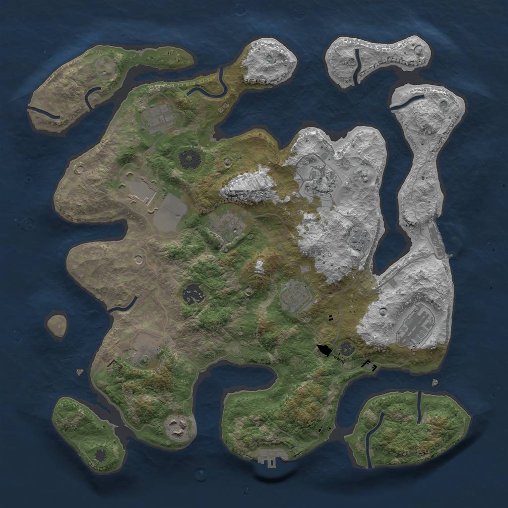 Rust Map: Procedural Map, Size: 3700, Seed: 659540050, 15 Monuments